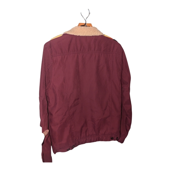 Burgendy Jacket Aeropostal Sherpa Lined with Plush Collar Retro - Picture 9 of 10